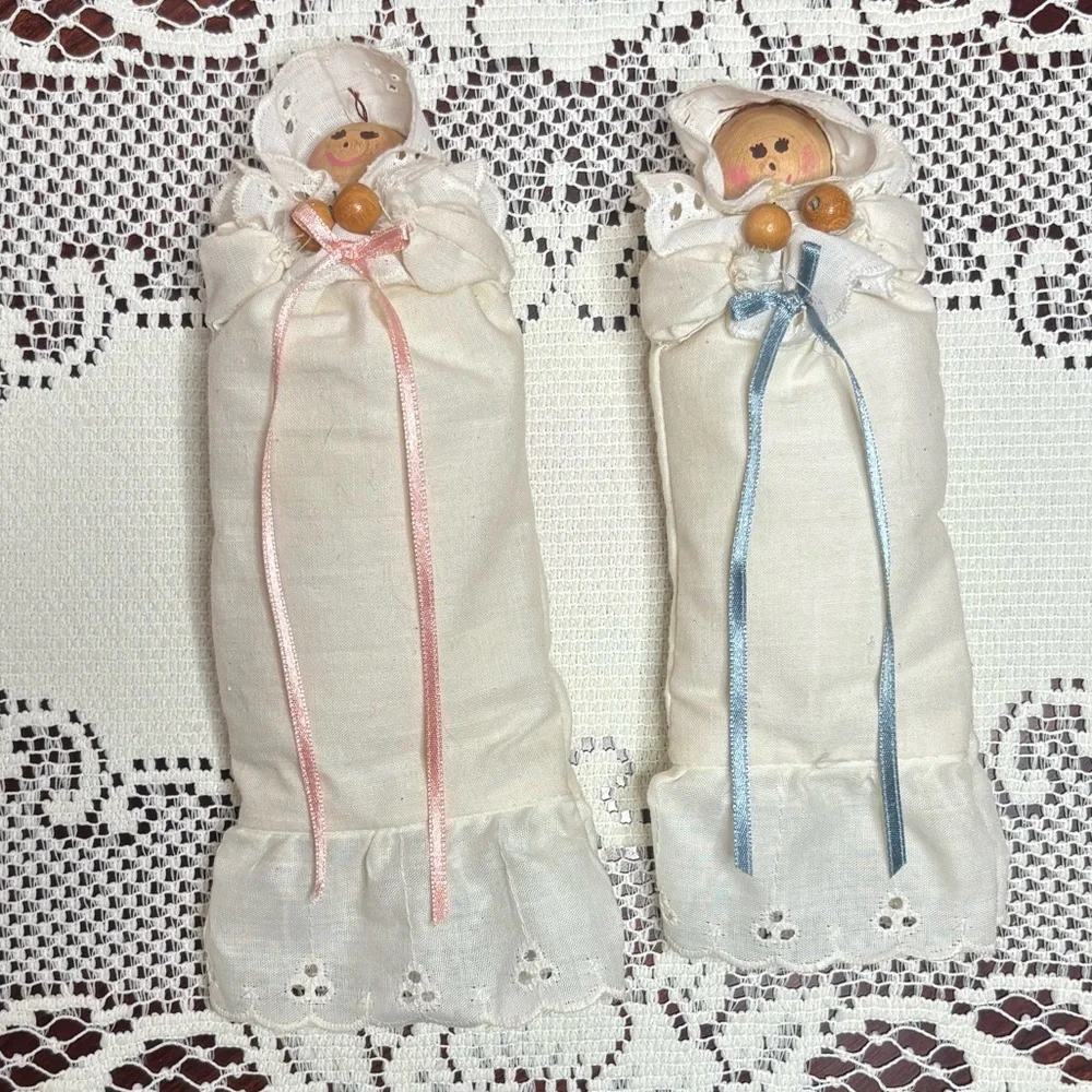 Vintage Church Doll Handmade Hand Crafted Lace Cottage Vintage Toys Ivory Blue